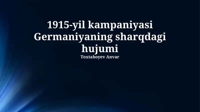 1915-yil kampaniyasi Germaniyaning sharqdagi hujumi