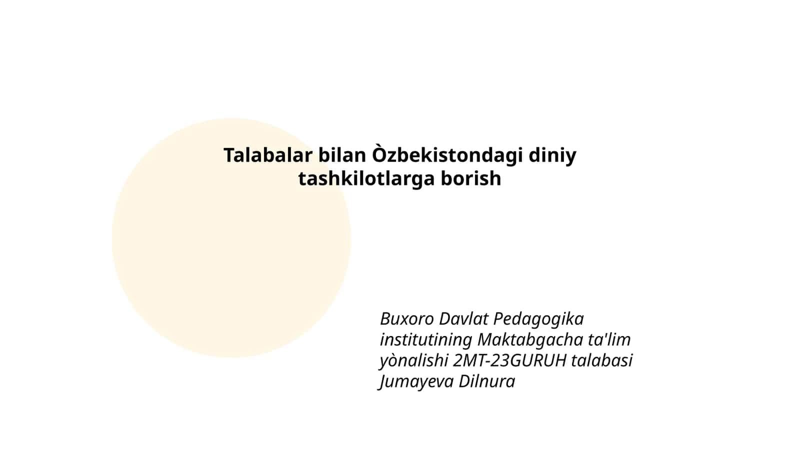 Maktabgacha ta'lim yònalishi