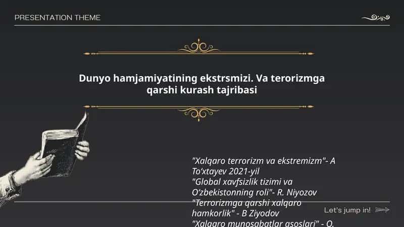 Dunyo hamjamiyatining ekstrsmizi. Va terorizmga qarshi kurash tajribasi