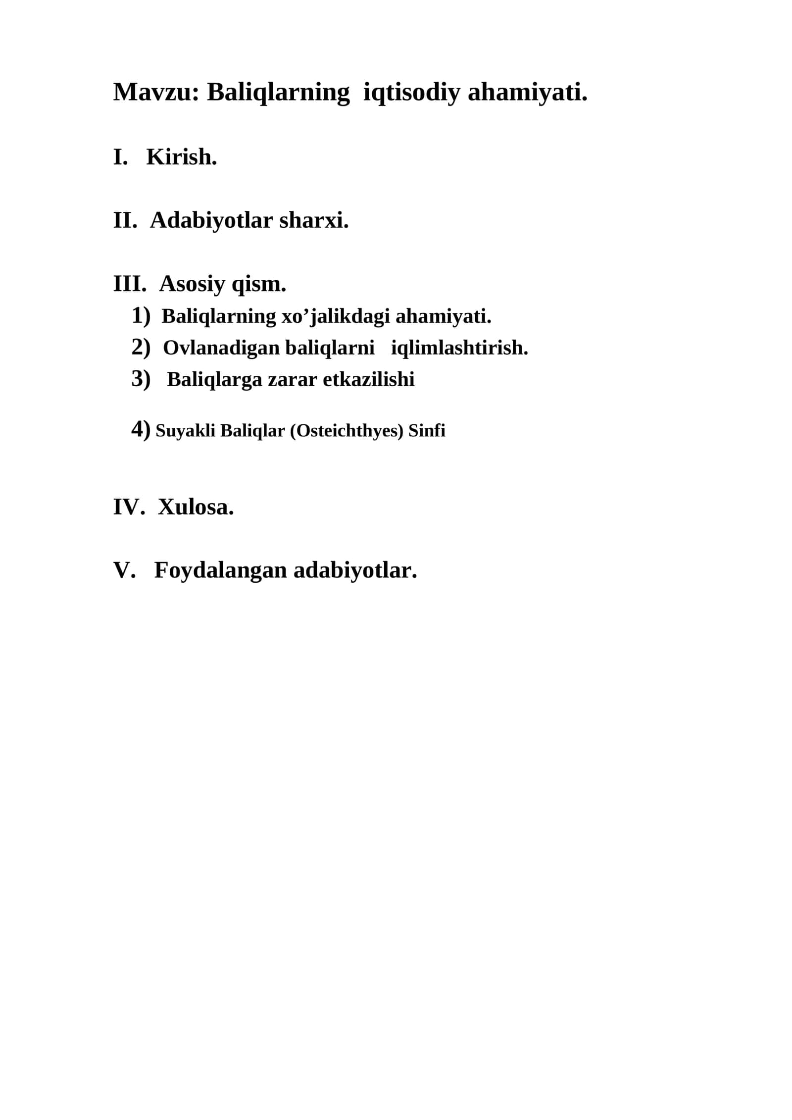Baliqlarning iqtisodiy ahamiyati