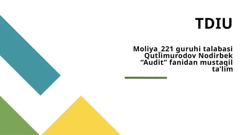 Auditorlik faoliyatining huquqiy asoslari