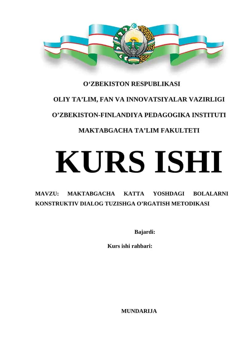 MAKTABGACHA KATTA YOSHDAGI BOLALARNI KONSTRUKTIV DIALOG TUZISHGA O’RGATISH METODIKASI