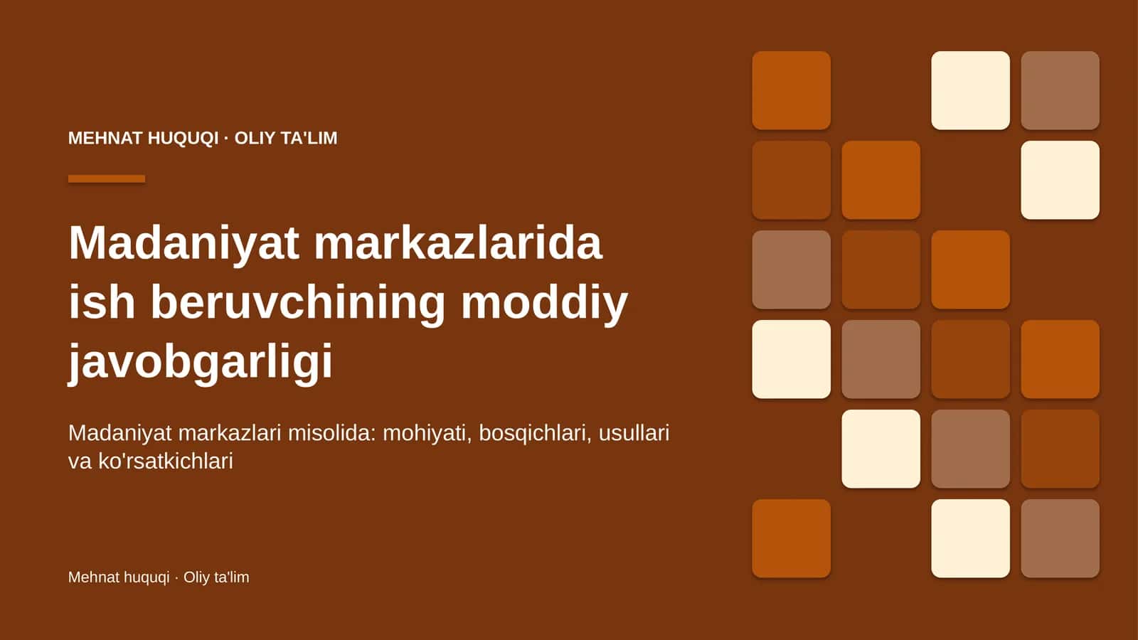 Madaniyat markazlarida ish beruvchining moddiy javobgarligi
