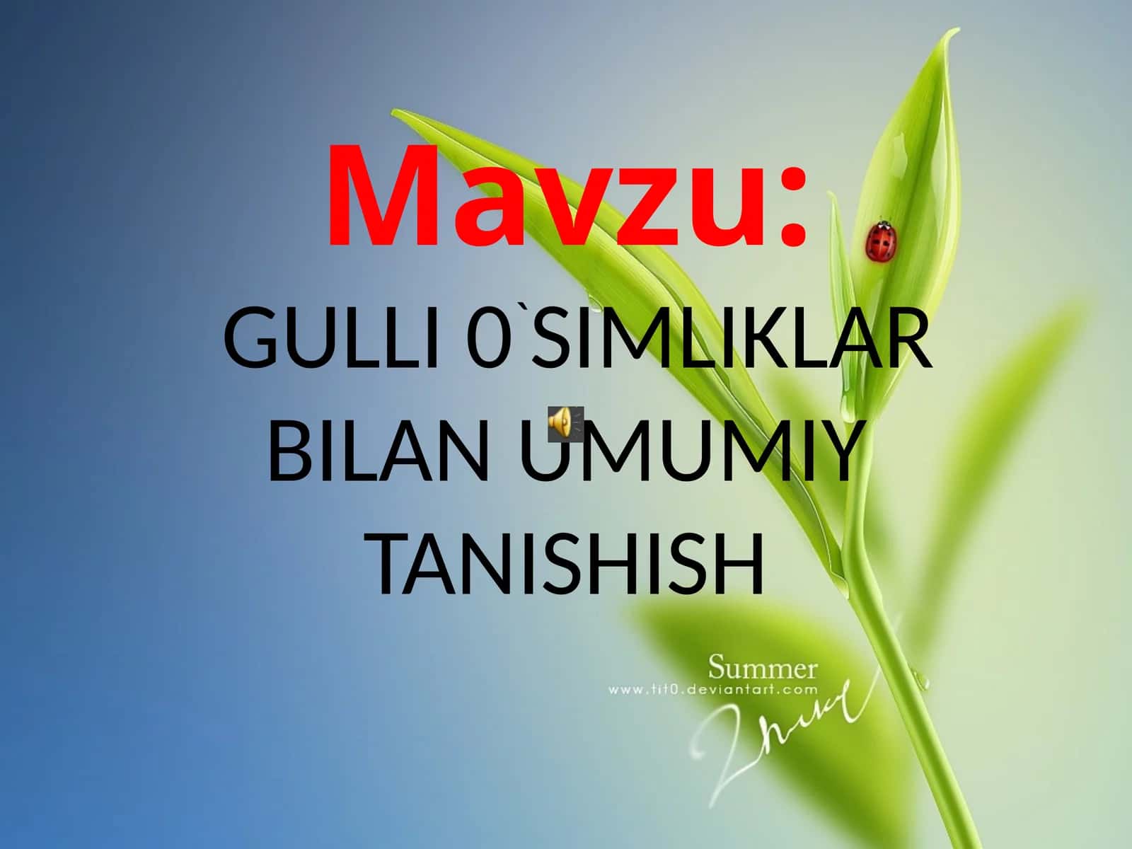 GULLI 0`SIMLIKLAR BILAN UMUMIY TANISHISH