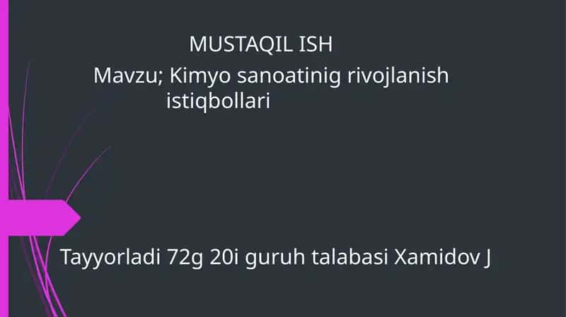 Kimyosanoati nigrilovchi qilish istiqbollari