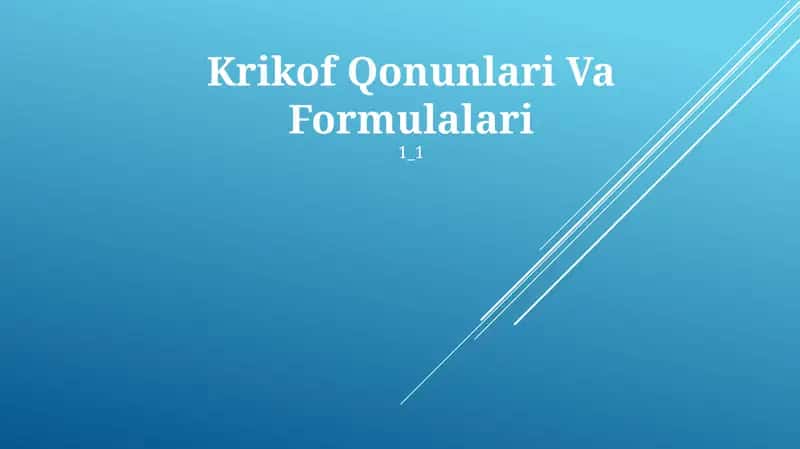 Krikof Qonunlari Va Formulalari