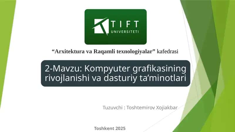 Tuzuvchi: Toshtemirov Xojiakbar Toshkent 2025