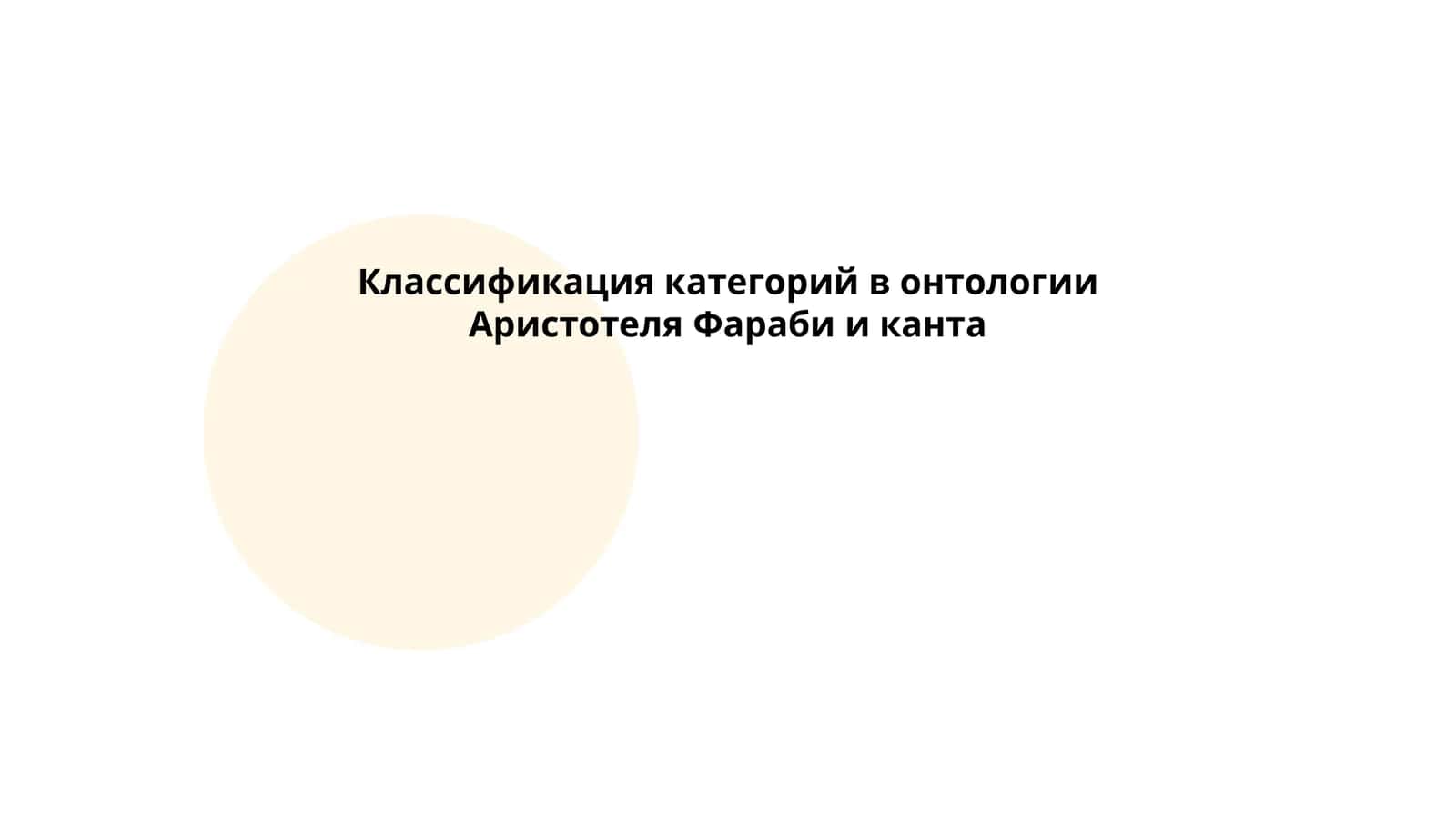 Классификация категорий в онтологии Аристотеля Фараби и канта