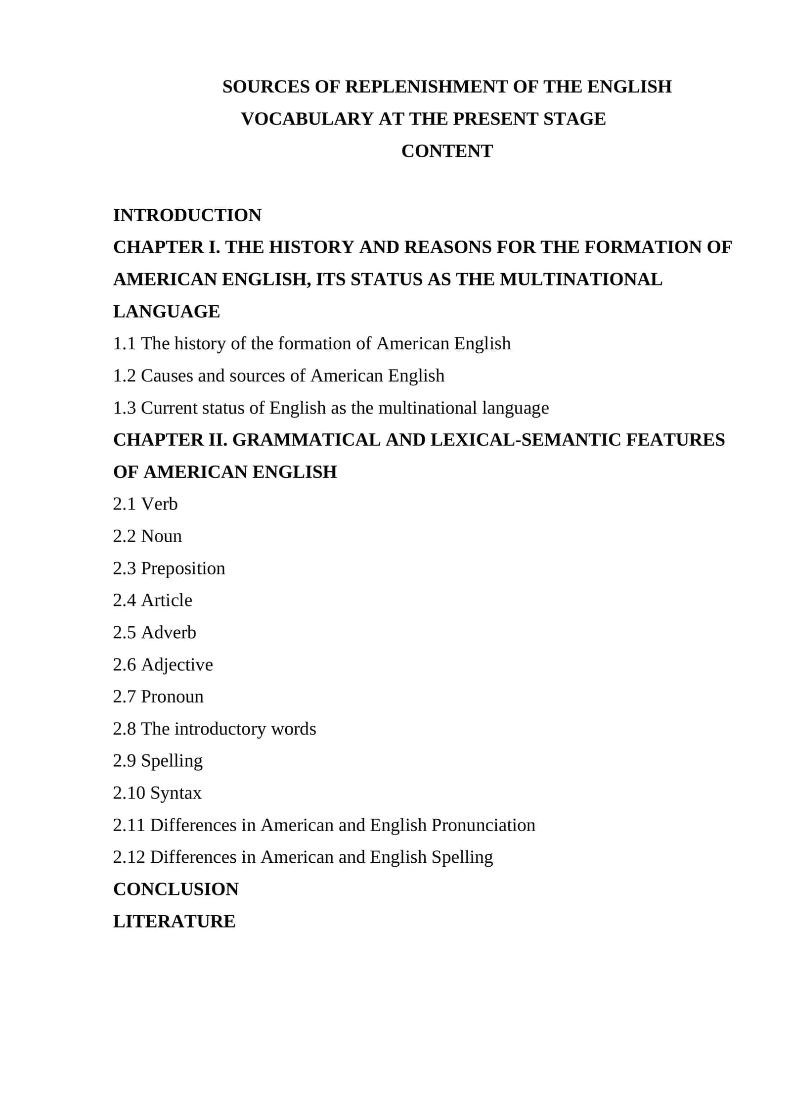Sources of replenishment of the English vocabulary at the present stage