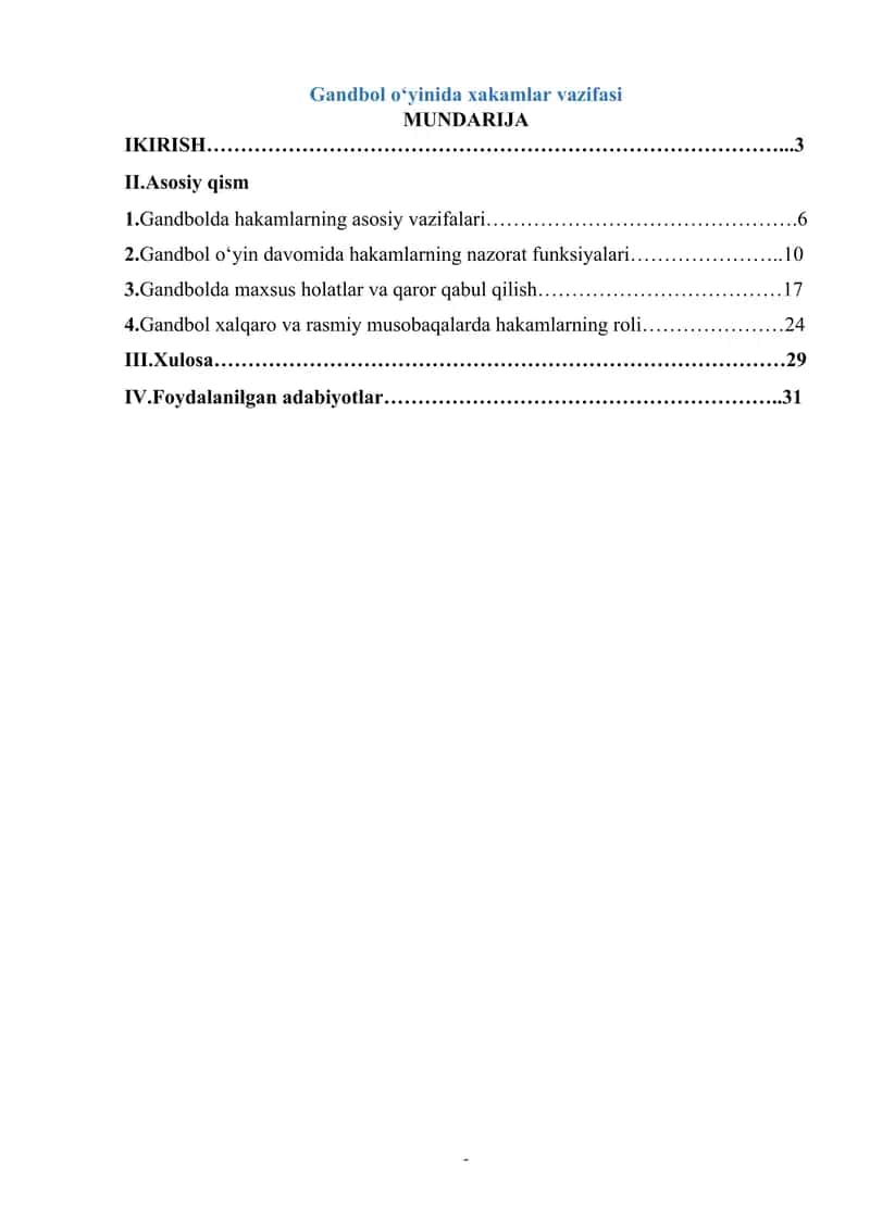 Gandbol oʻyinida xakamlar vazifasi