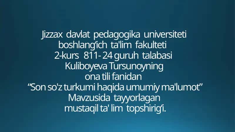 Sonso'z turkumi haqida umumiyma'lumot