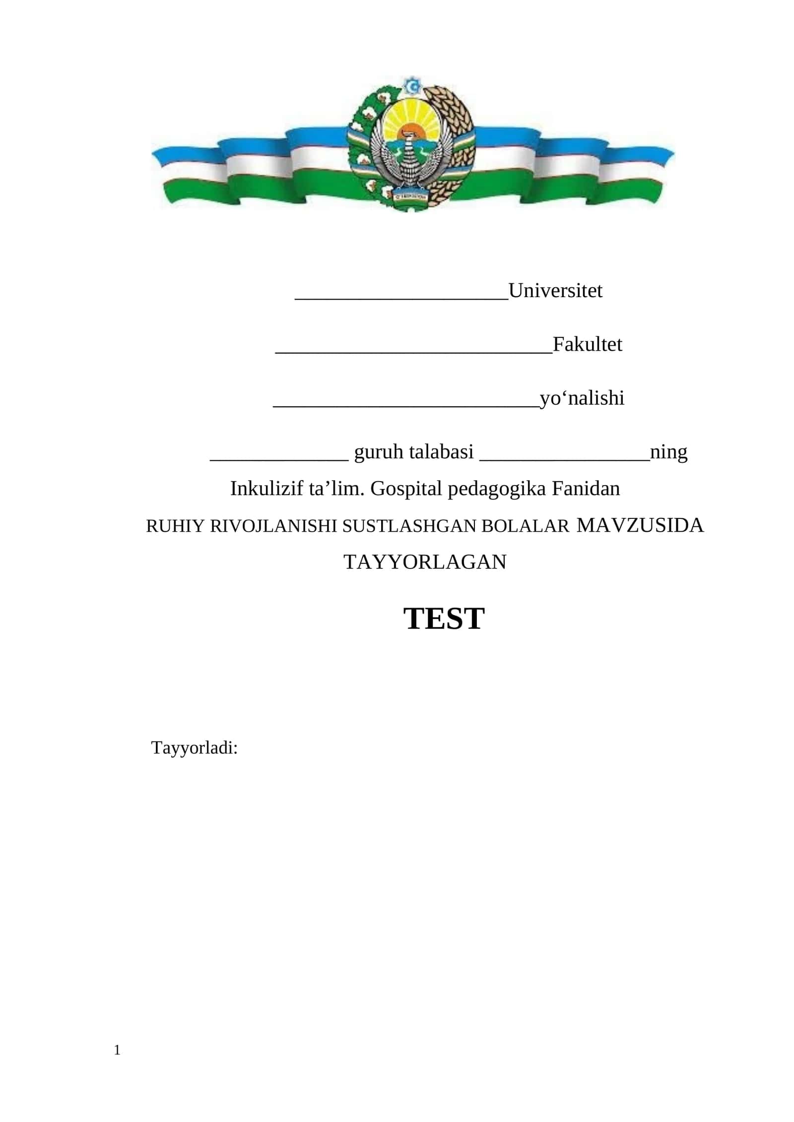 RUHIY RIVOJLANISHI SUSTLASHGAN BOLALAR