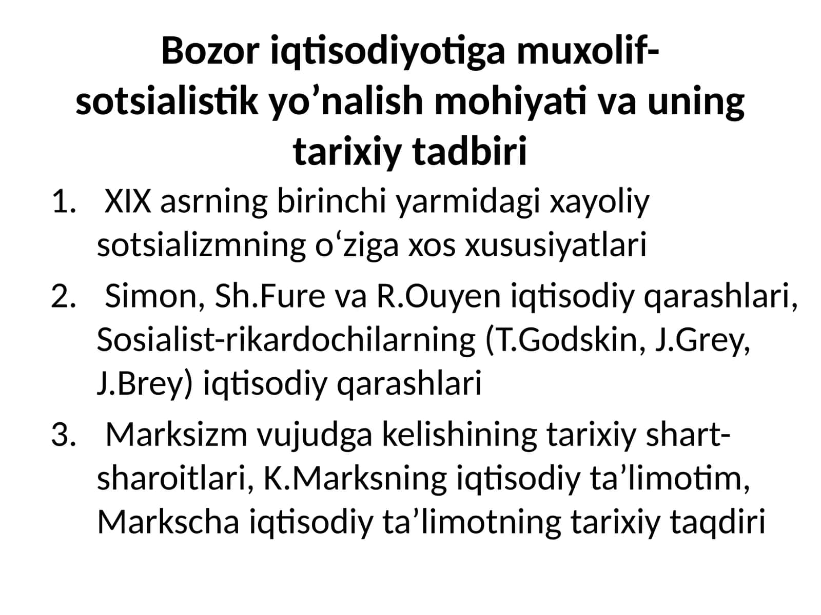 Bozor iqtisodiyotiga muxolif-sotsialistik yo'nalish mohiyati va uning tarixiytadqiri