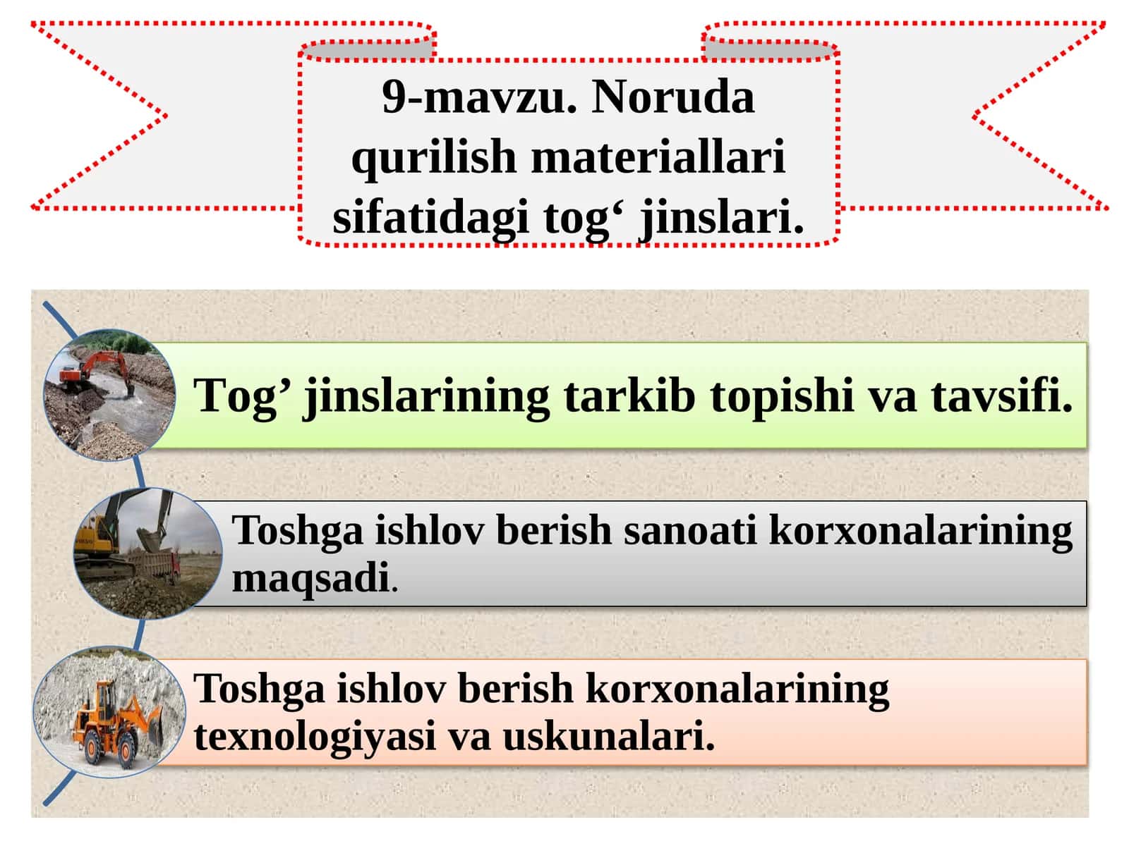 Noruda qurilish materiallari - to'jinslari