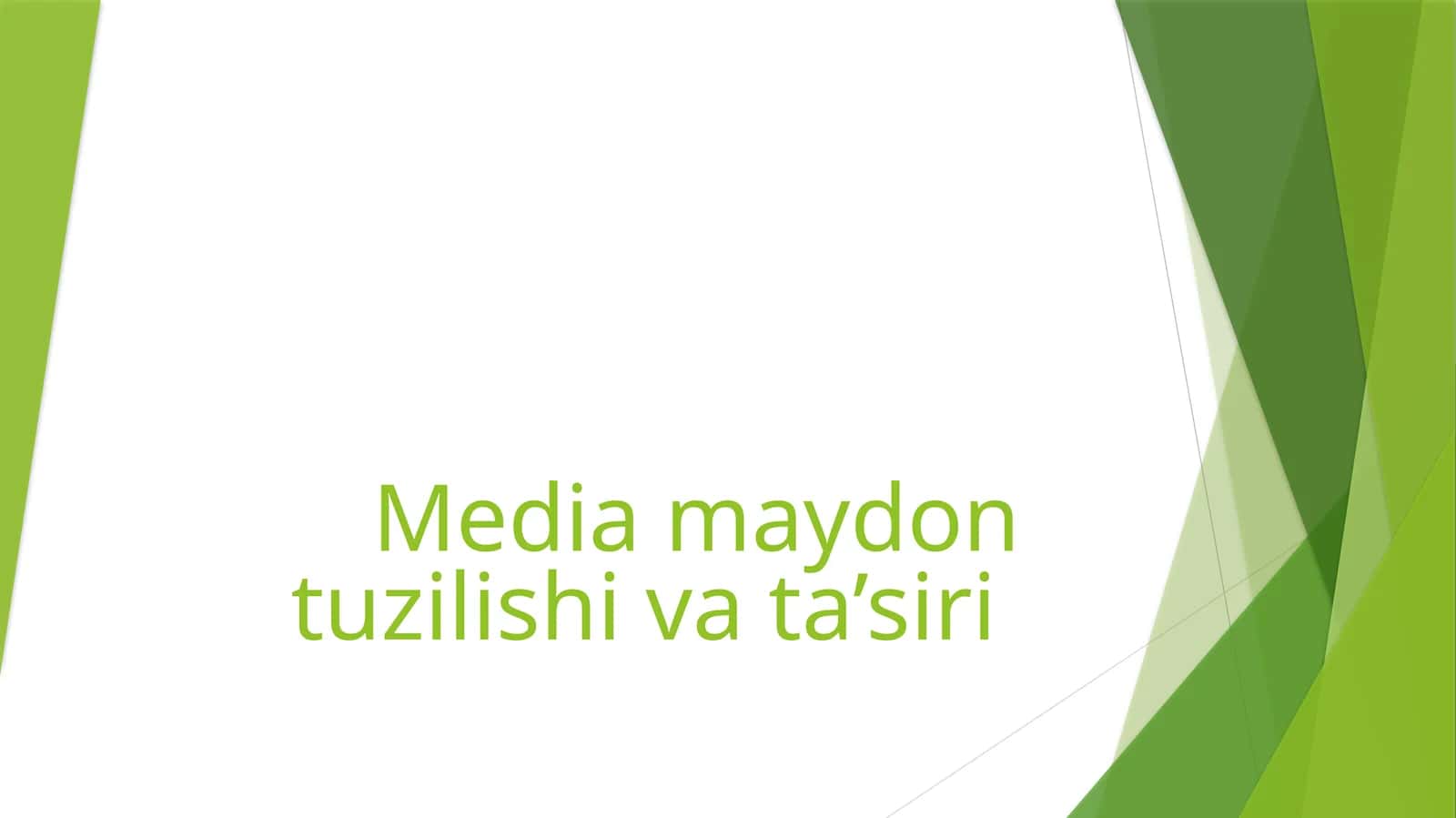 Media maydon tuzilishi va ta’siri