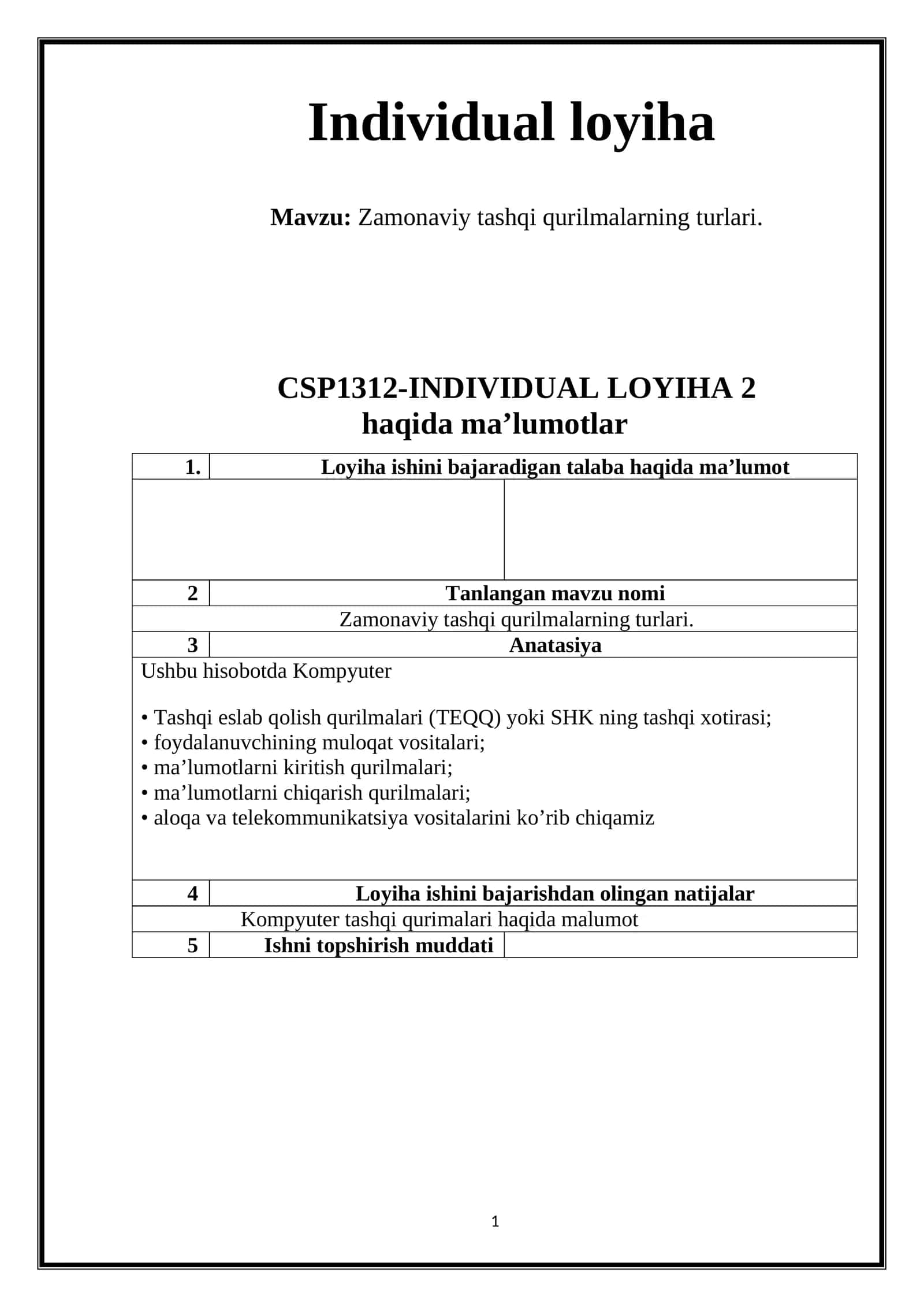 Zamonaviy tashqi qurilmalarning turlari