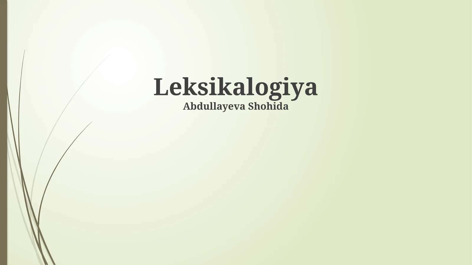 Leksikalogiya