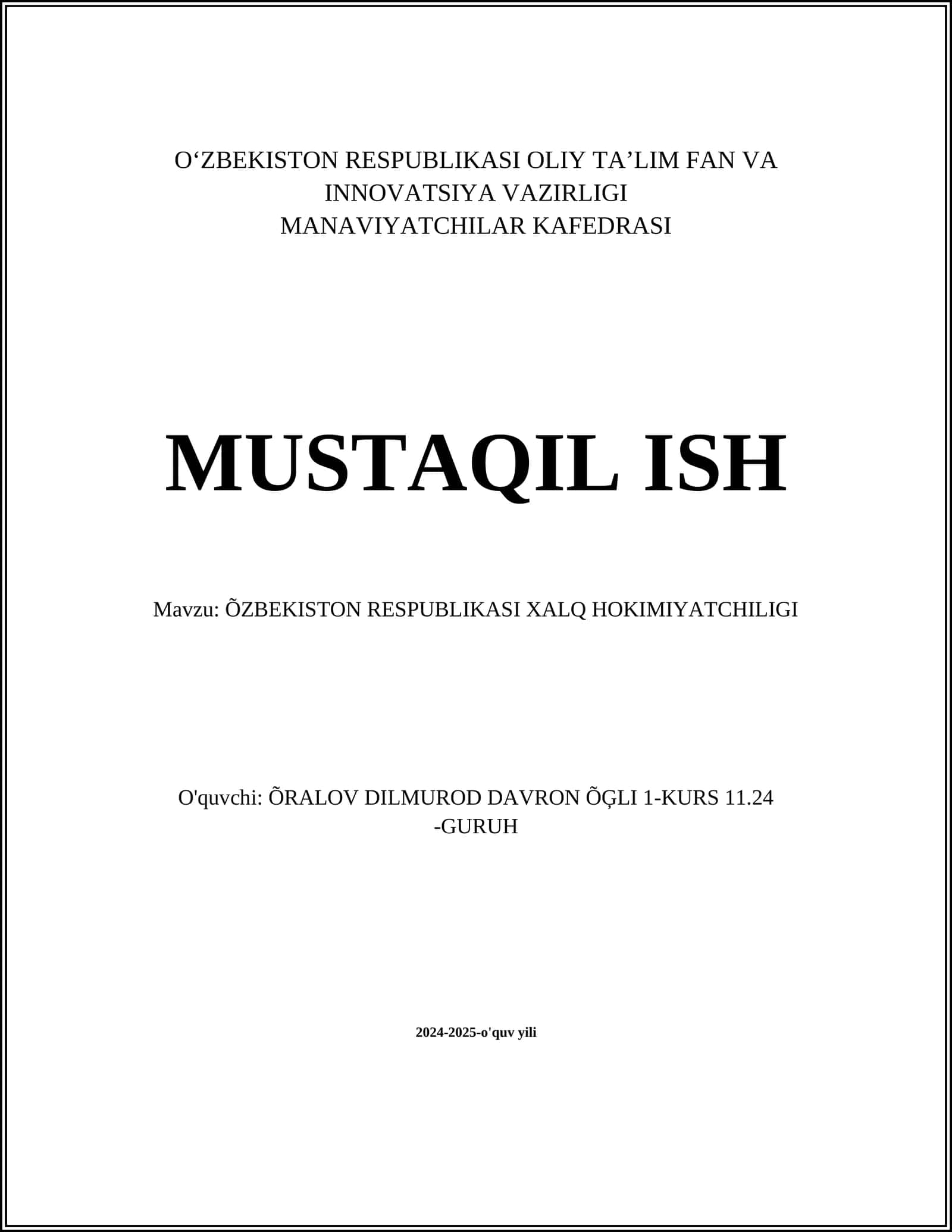 Xalq Hokimiyatchiligi Tarixi