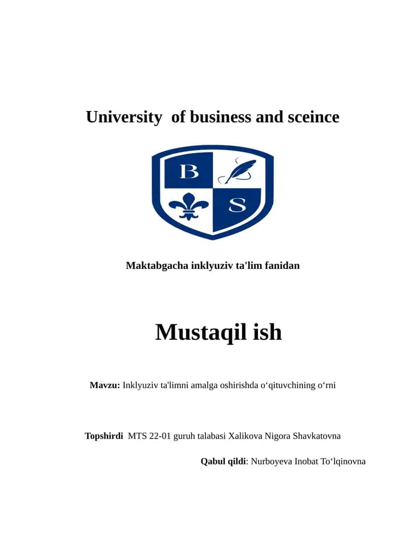 Inklyuziv ta'limni amalga oshirishda oʻqituvchining oʻrni