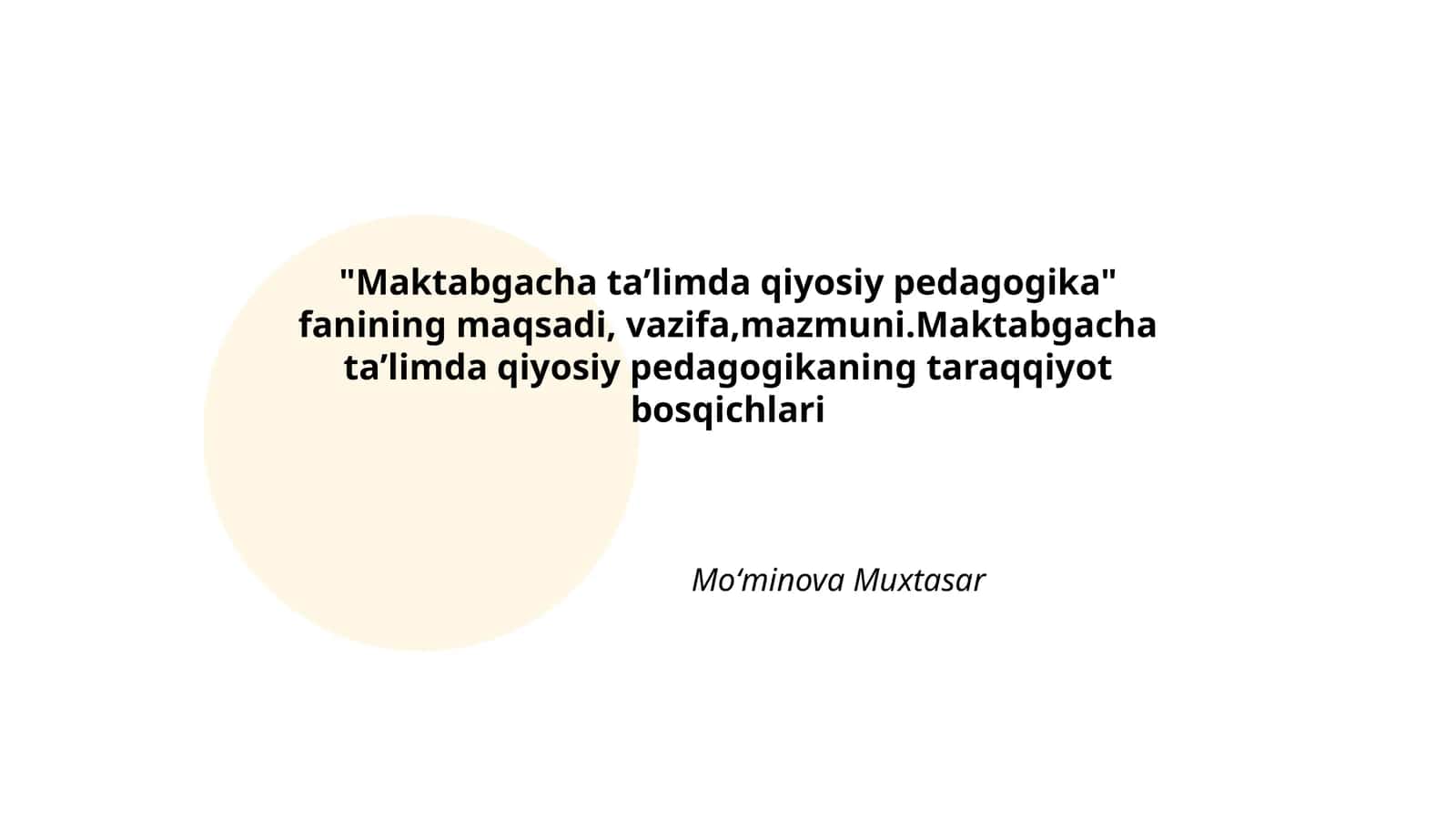 Maktabgacha ta'limda qiyosiy pedagogika