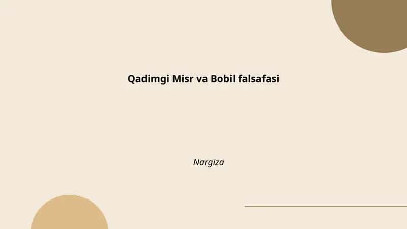Qadimgi Misr va Bobil falsafasi
