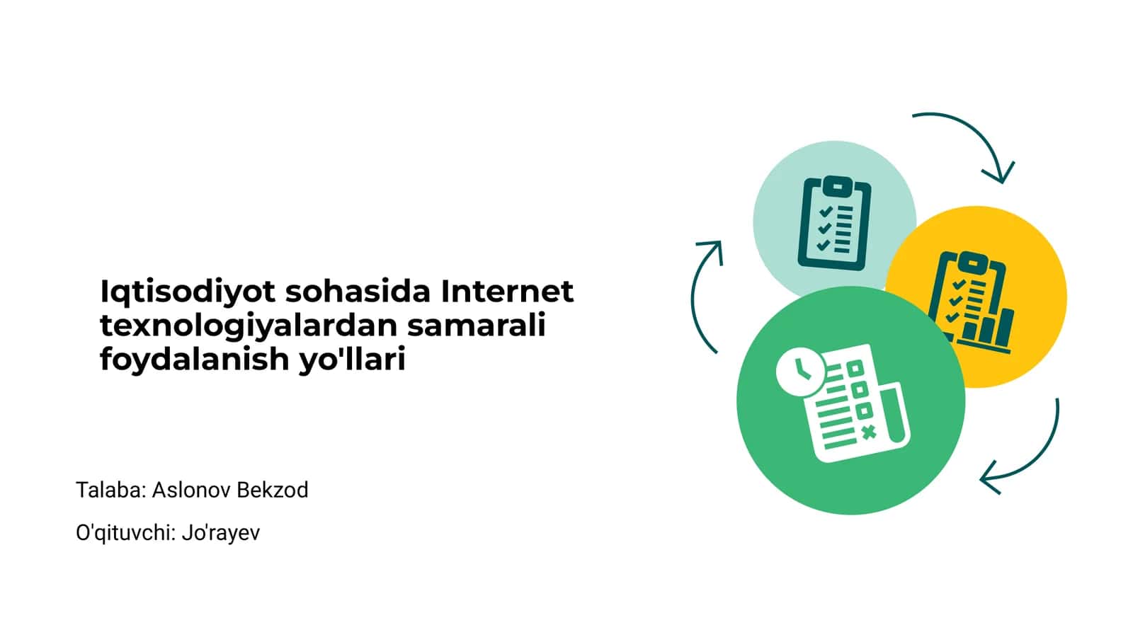Iqtisodiyot sohasida Internet texnologiyalardan samarali foydalanish yo'llari