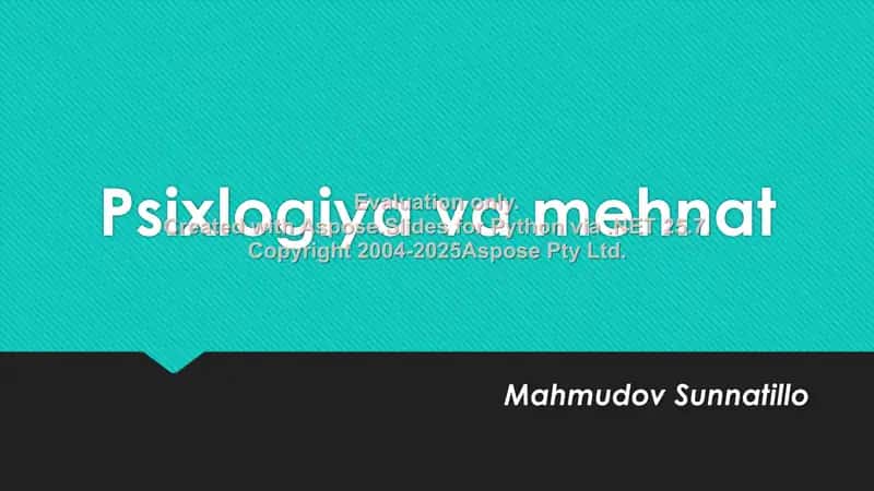Psixlogiya va mehnat