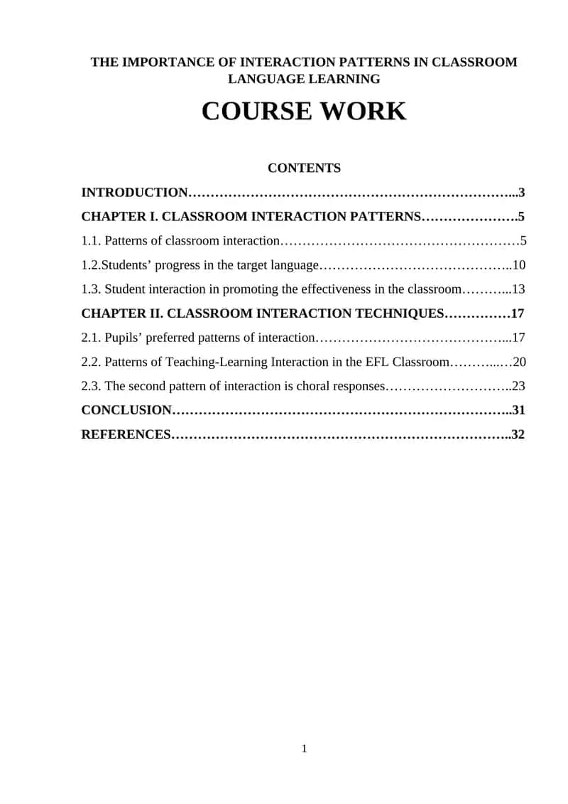 Importance of Interaction Patterns in Classroom Language Learning