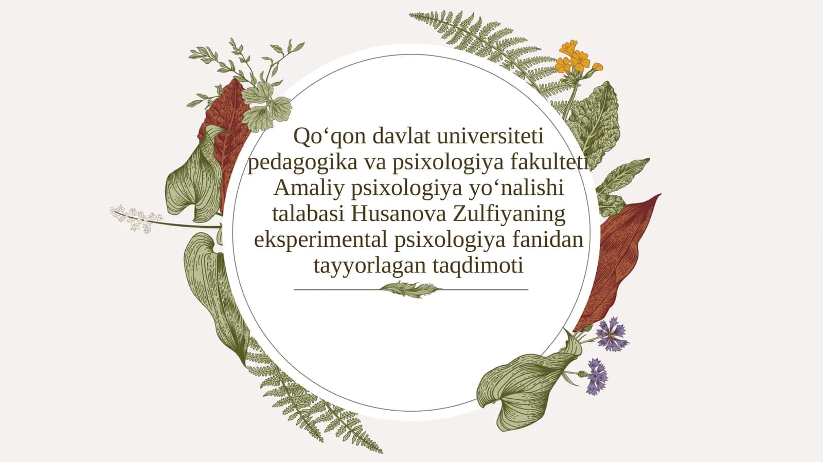 Eksperimental psixologiya fanidan taqdimot