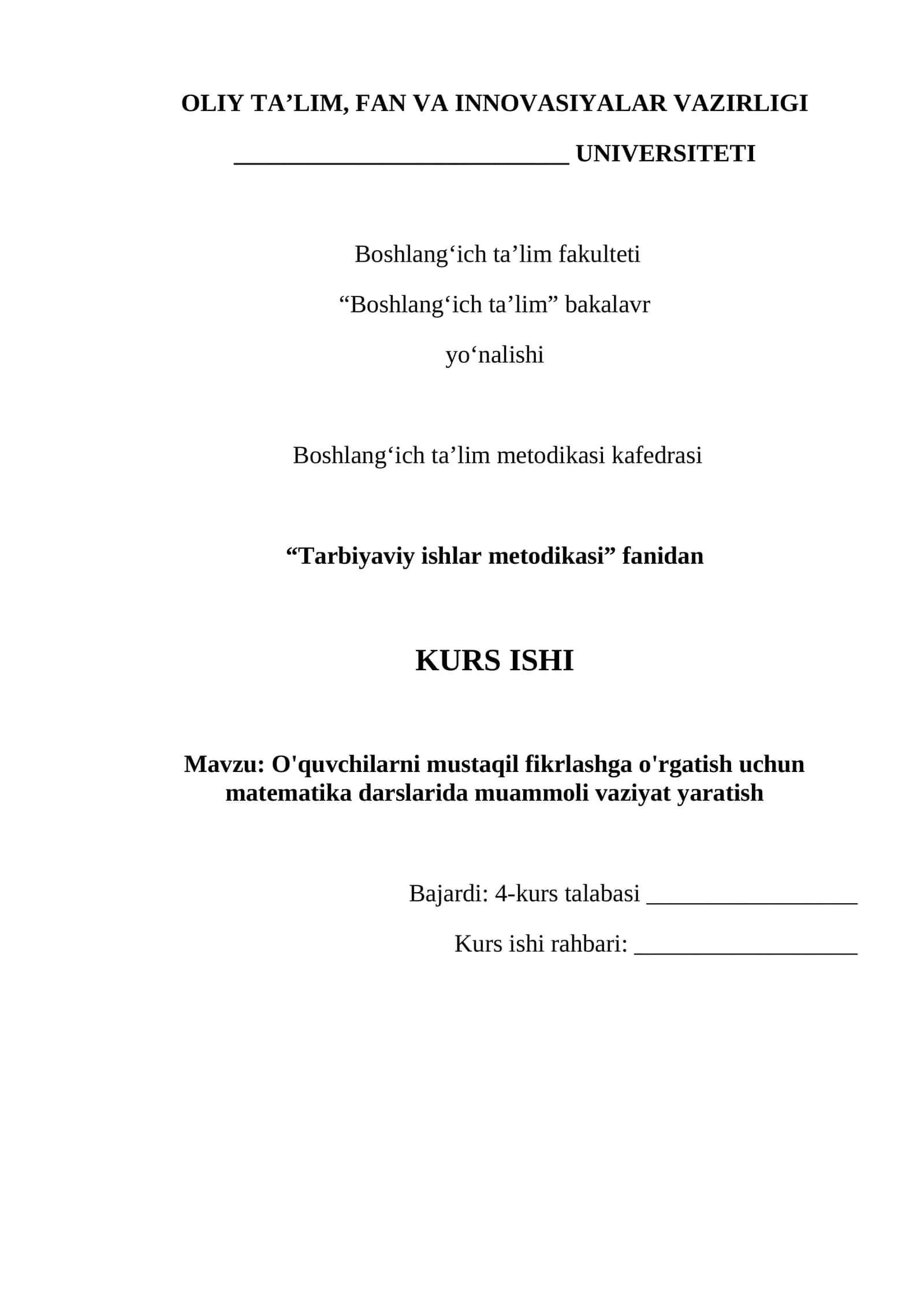 O'quvchilarni mustaqil fikrlashga o'rgatish