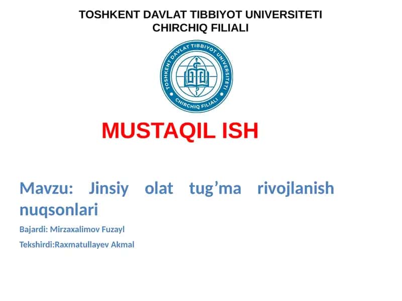 Jinsiy olat tug’ma rivojlanish nuqsonlari