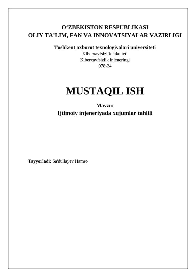 Ijtimoiy injeneriya hujumlarining asoslari va turlari