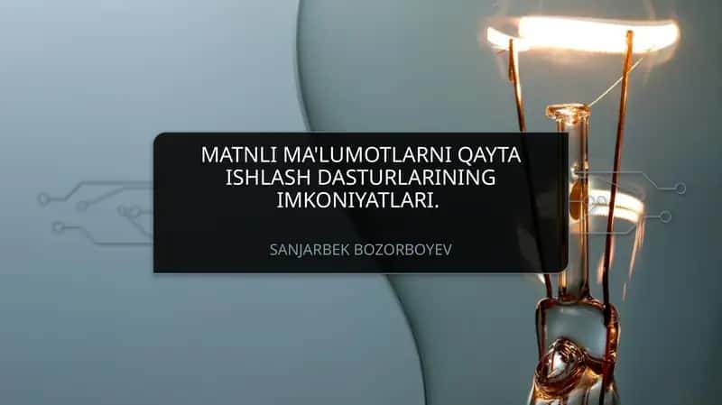 Matnlima'lumotlarni qayta ishlash dasturlari