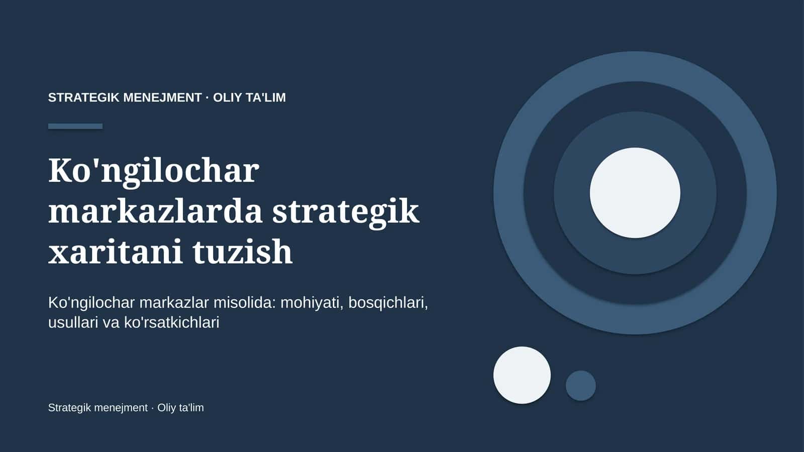 Ko'ngilochar markazlarda strategik xaritani tuzish