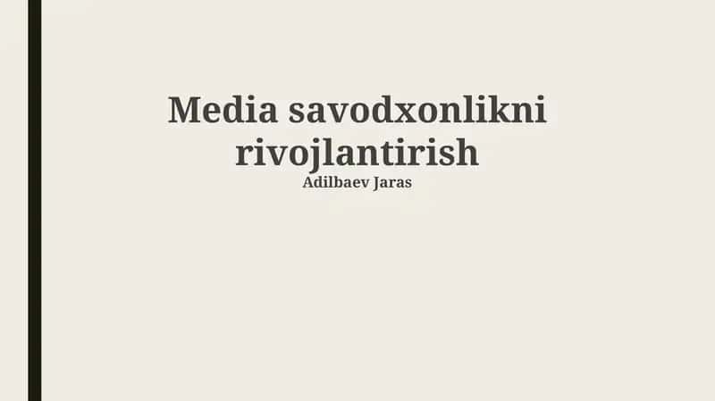 Media savodxonlikni rivojlantirish
