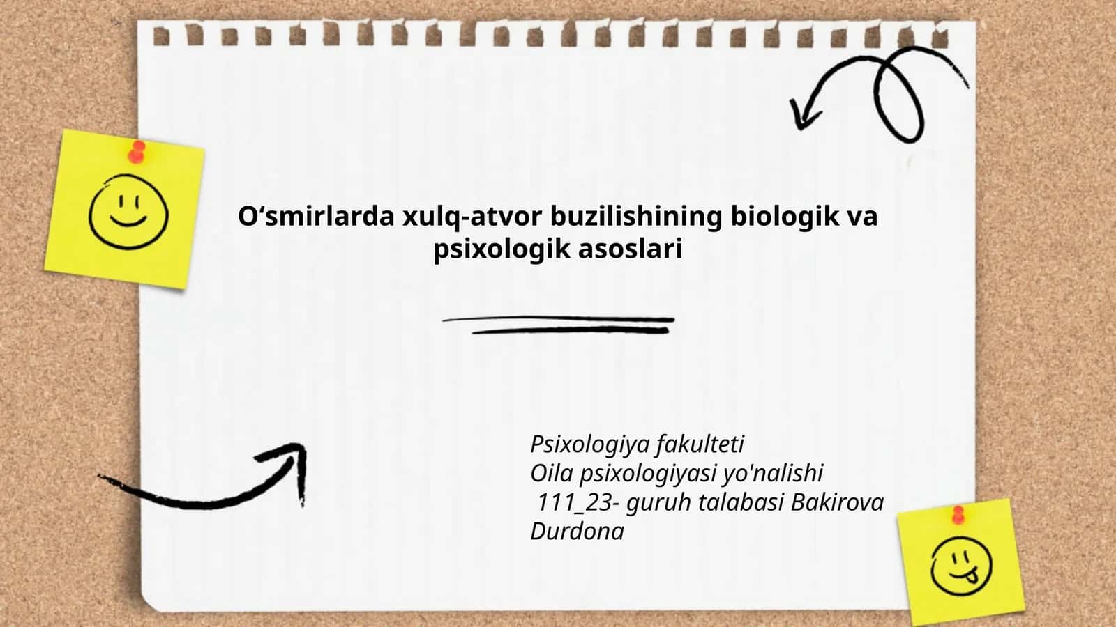 Oʻsmirlarda xulq-atvor buzilishining biologik va psixologik asoslari