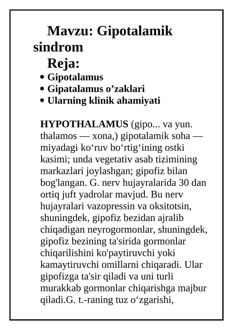 Gipotalamik sindrom