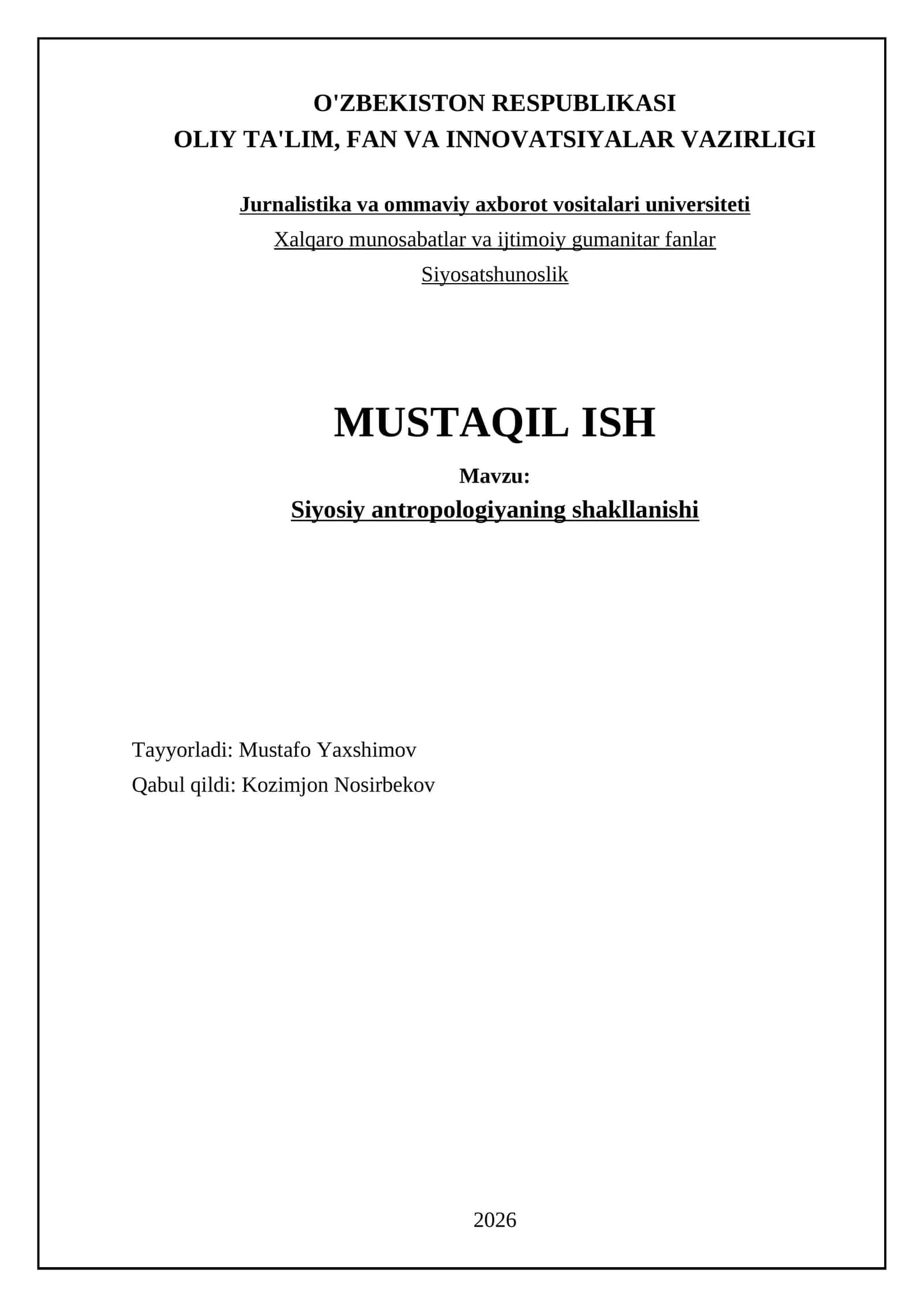 Siyosiy antropologiyaning shakllanishi