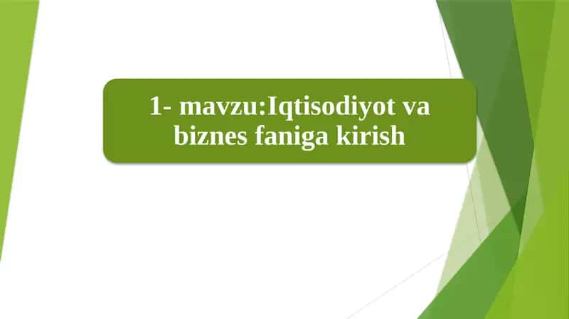 Iqtisodiyot va biznes