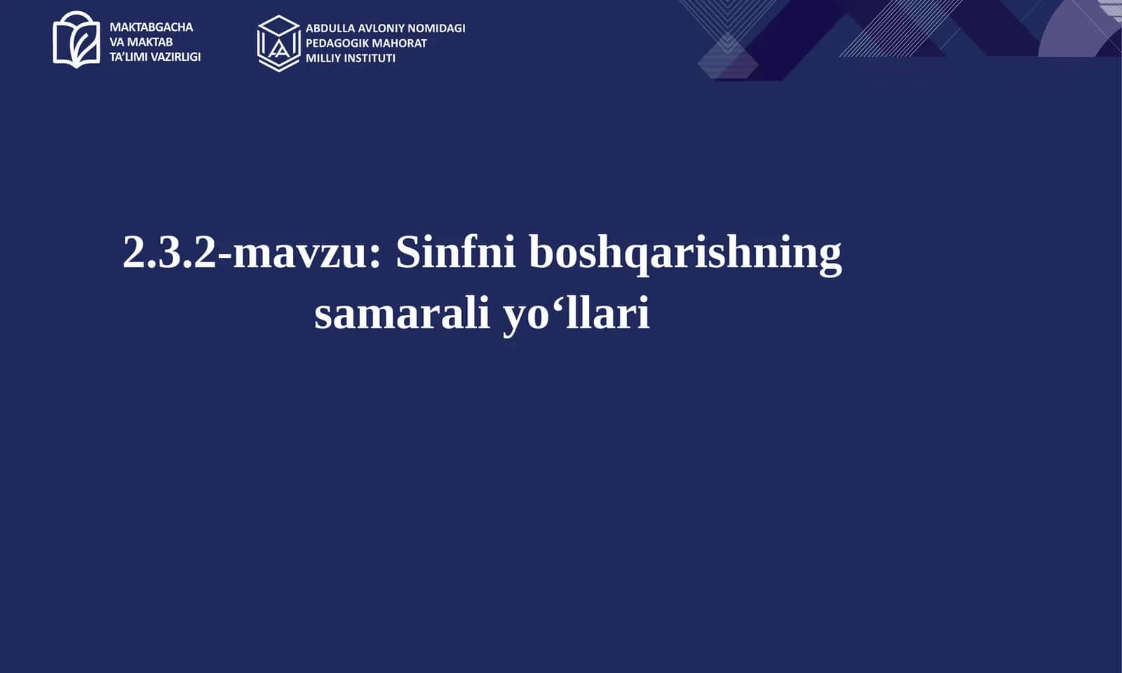 Sinfni boshqarishning samarali yoʻllari