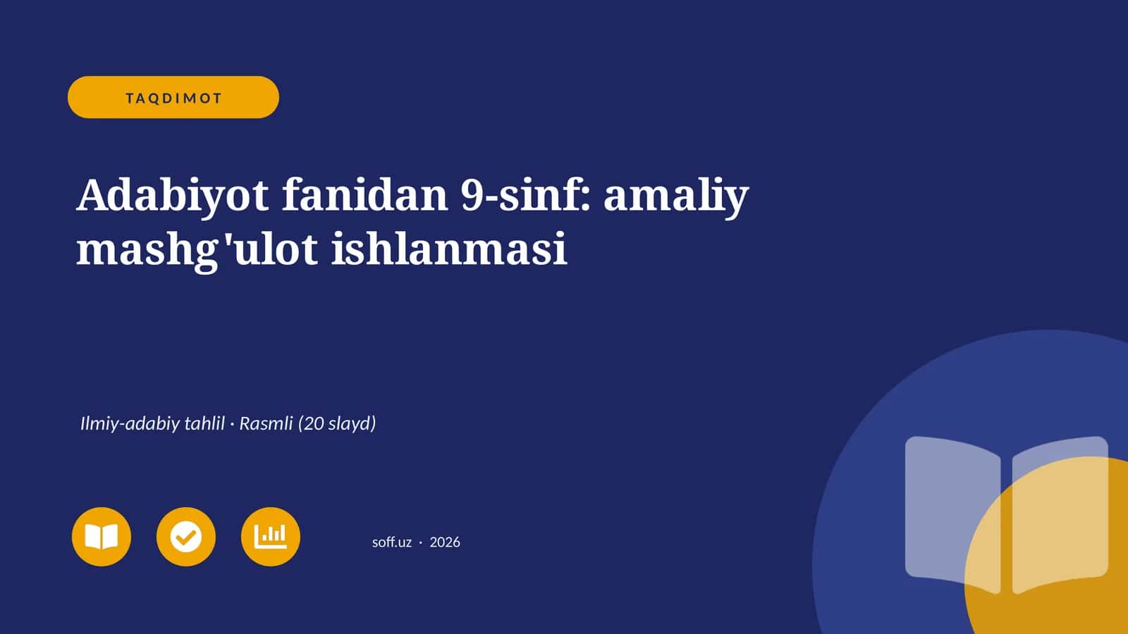 Adabiyot fanidan 9-sinf: amaliy mashg'ulot ishlanmasi