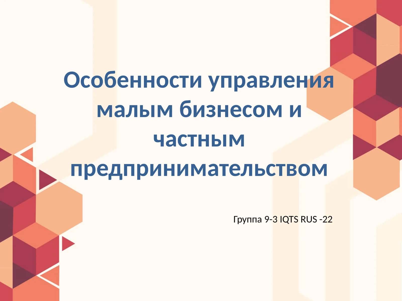 Особенности управления малым бизнесом и частным предпринимательством