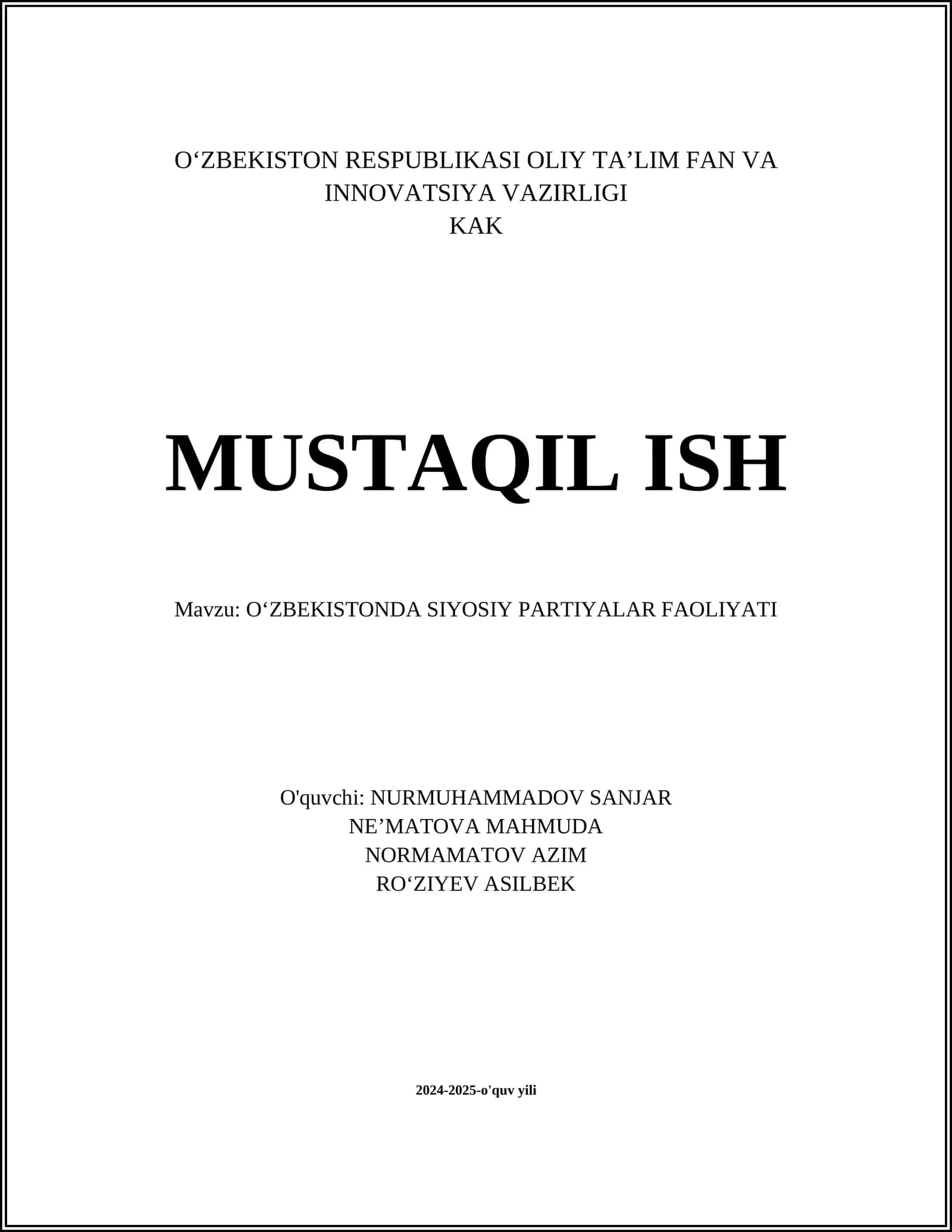 Oʻzbekistonda Siyosiy Partiyalar Faoliyati