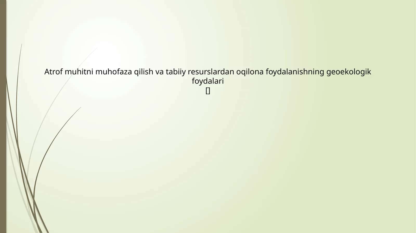 Geoekologik foydali choralari