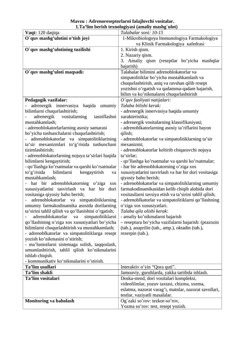 Adrenoreseptorlarni falajlovchi vositalar