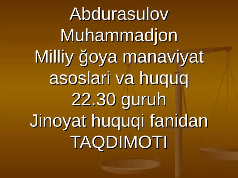Milliy Ğoya manaviyat asoslari va huquq