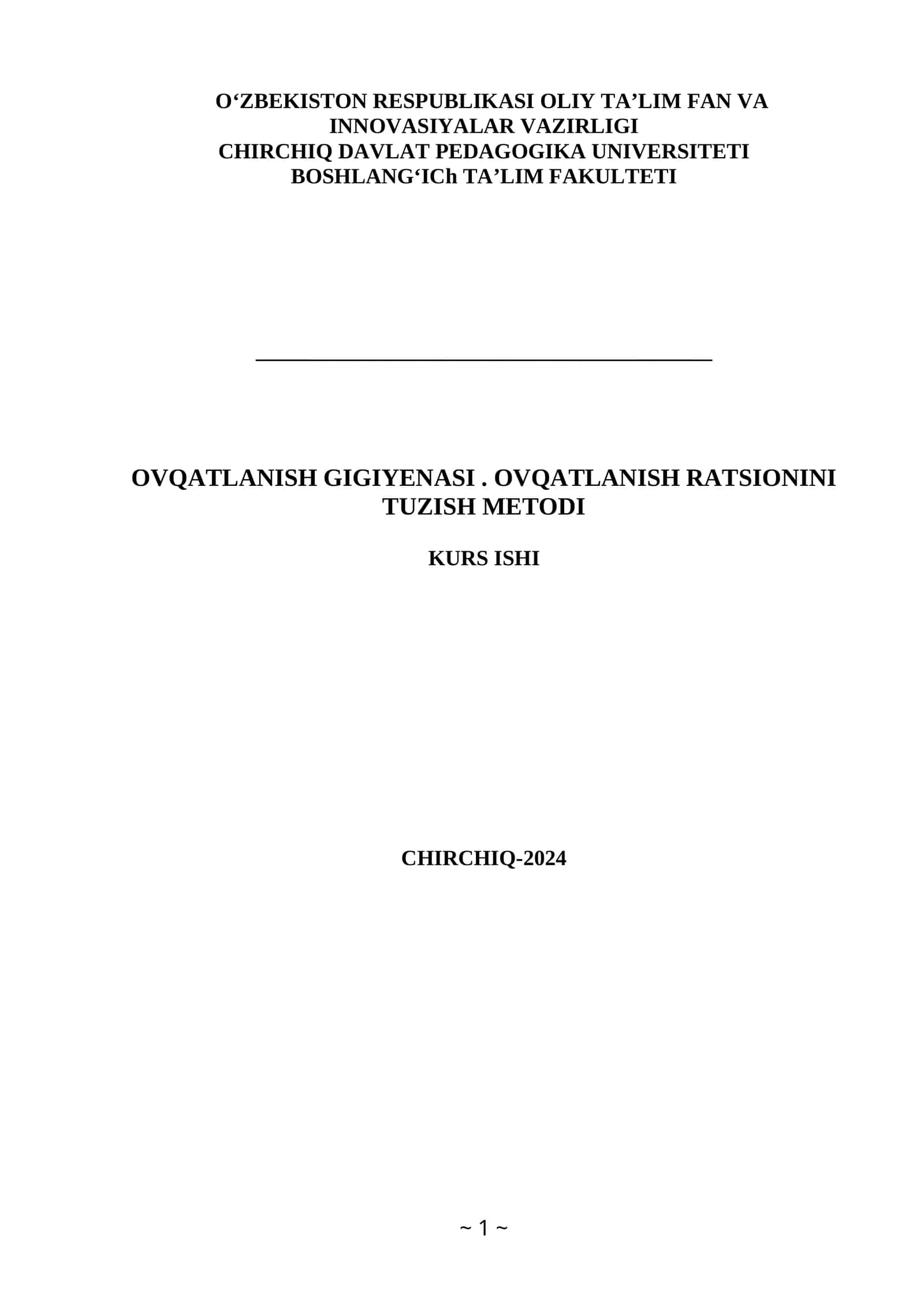 Ovqatlanish gigiyenasi. Ovqatlanish ratsionini tuzish metodi