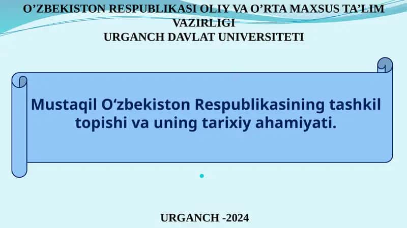 O‘ZBEKISTON RESPUBLIKASI OLIY VA O’RTA MAXSUS TA’LIM VAZIRLIGI