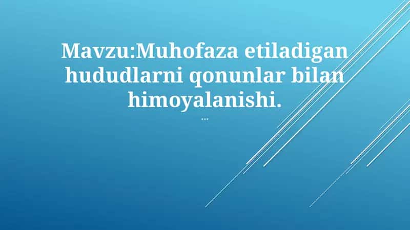 Muhofaza etiladigan hududlarni qonunlar bilan himoyalanishi