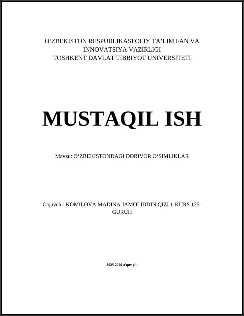 Oʻzbekistondagi dorivor oʻsimliklar